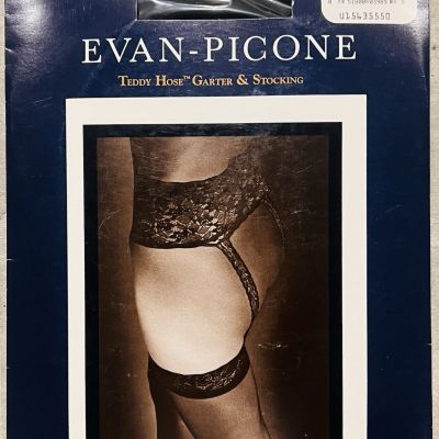 Vintage Evan Picone Teddy Hose Garter & Stocking Black Onyx - Size Long